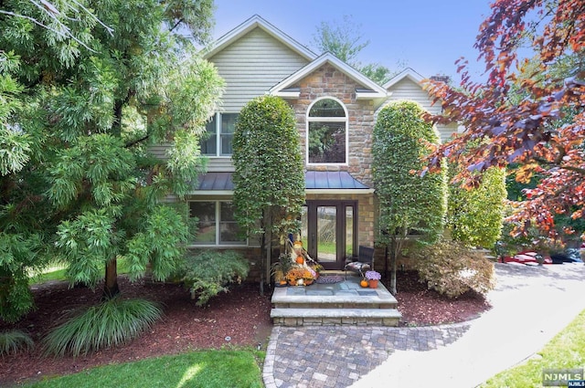 view of front of house with french doors