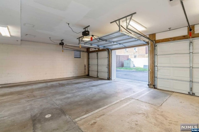 garage with a garage door opener