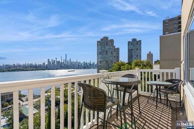 balcony with a water view