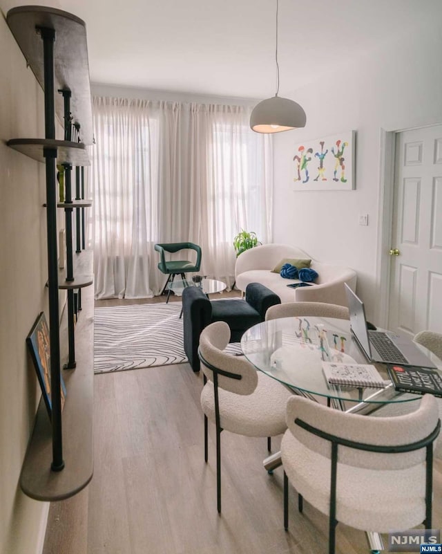 dining area featuring light hardwood / wood-style flooring