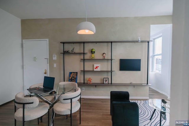 home office featuring dark hardwood / wood-style floors