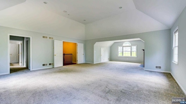 additional living space featuring carpet and lofted ceiling