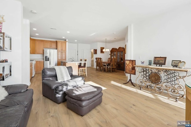 living room featuring light hardwood / wood-style floors