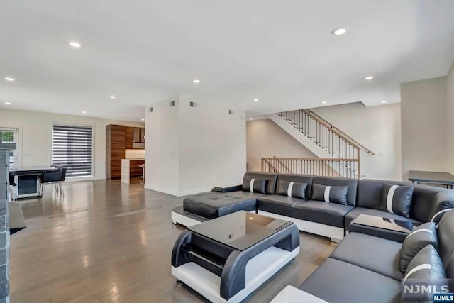 living room featuring wood-type flooring