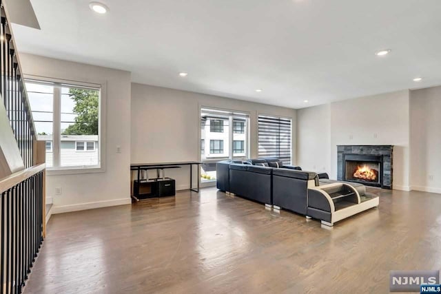 living room with wood-type flooring