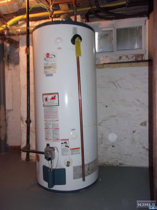 utility room with gas water heater