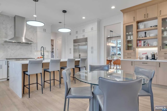 dining area featuring light hardwood / wood-style floors