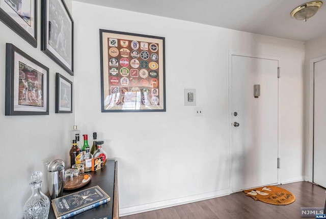 foyer with dark hardwood / wood-style flooring