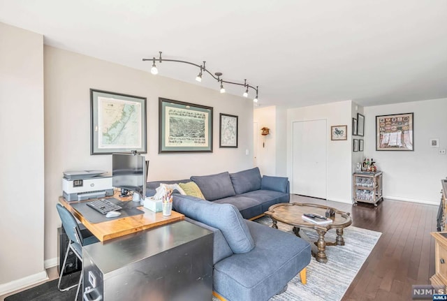 living room featuring dark hardwood / wood-style floors