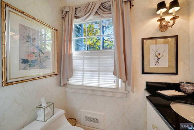 bathroom with vanity and toilet