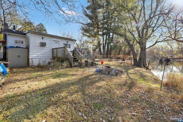 view of yard with a deck