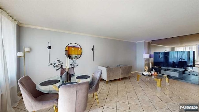 200 Winston Dr Unit 418, Cliffside Park, NJ 07010 - dining space with light tile patterned floors and ornamental molding