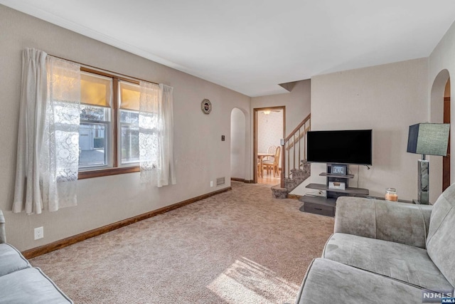 living room with carpet floors