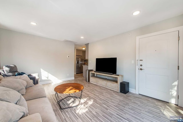 living room featuring light wood-type flooring