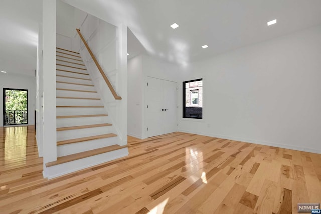 interior space with light hardwood / wood-style flooring