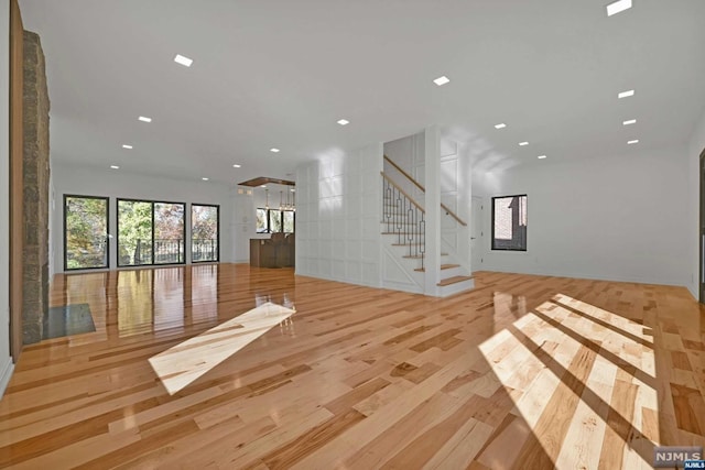 interior space with light hardwood / wood-style floors