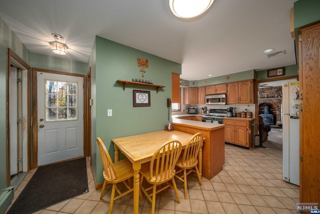 view of tiled dining space