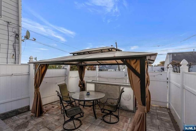 view of patio featuring a gazebo