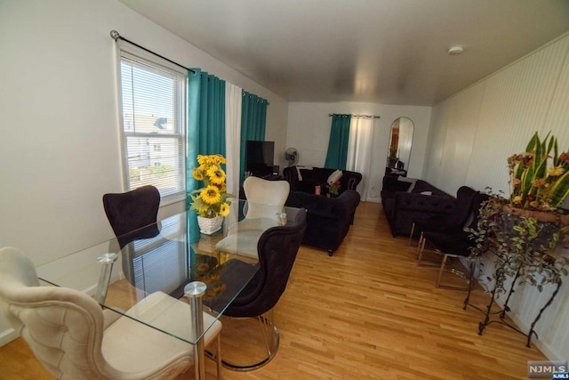 dining area with light hardwood / wood-style flooring