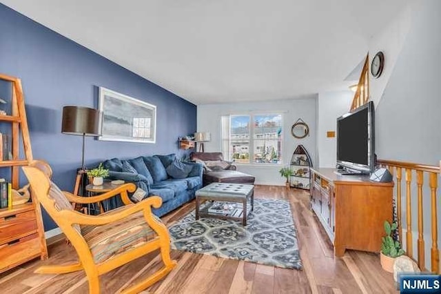 living room featuring light wood-type flooring