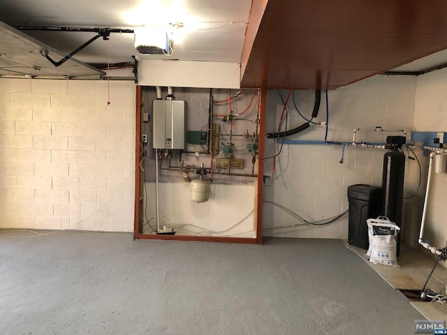 basement with water heater