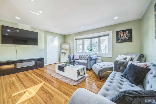 living room featuring light wood-type flooring