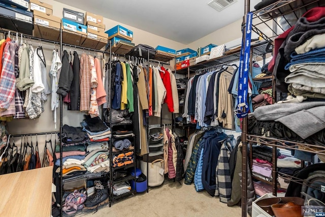 walk in closet featuring carpet