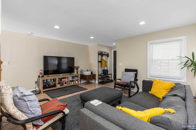 view of tiled living room