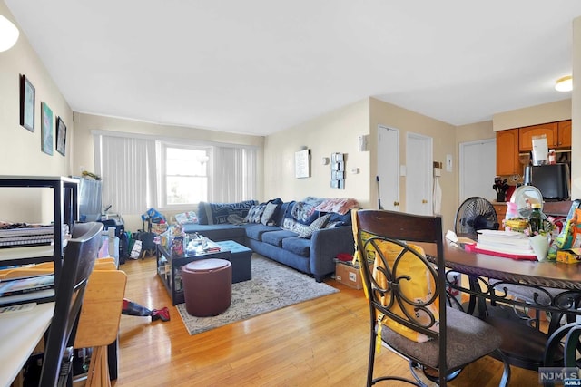 living room with light hardwood / wood-style floors