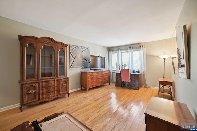 interior space with light hardwood / wood-style floors