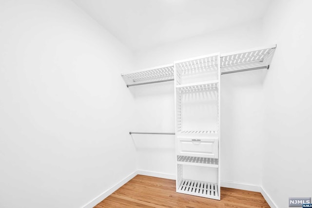 walk in closet with hardwood / wood-style flooring