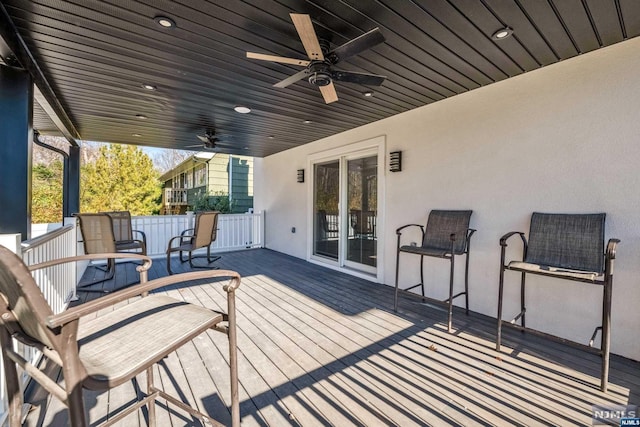 deck featuring ceiling fan