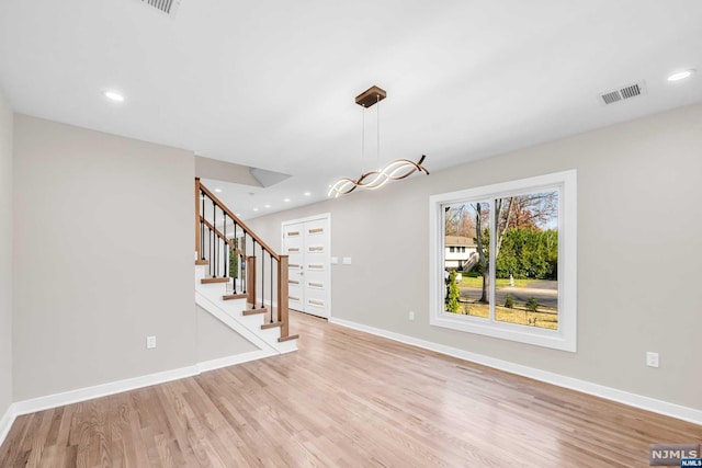 interior space with light hardwood / wood-style flooring