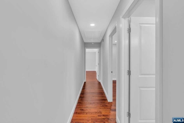 hall with hardwood / wood-style flooring