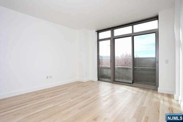 empty room with light hardwood / wood-style flooring