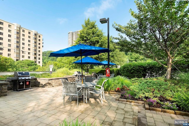 view of patio / terrace featuring a grill