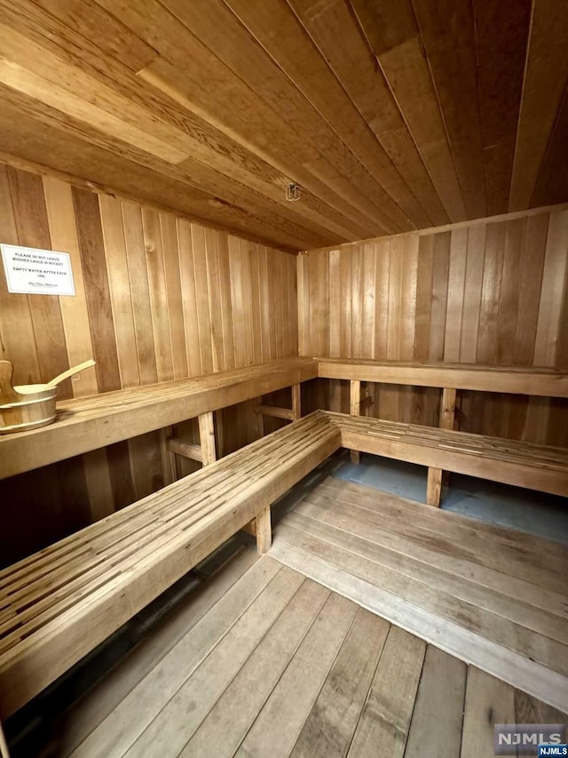 view of sauna / steam room with hardwood / wood-style flooring