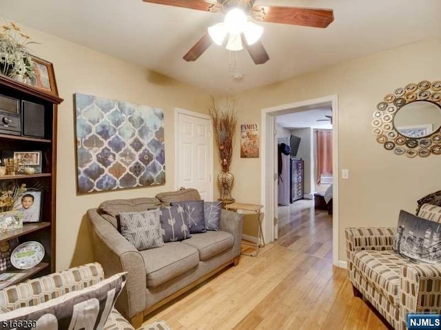 living room with light hardwood / wood-style flooring