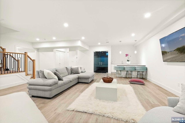 living room featuring light hardwood / wood-style flooring