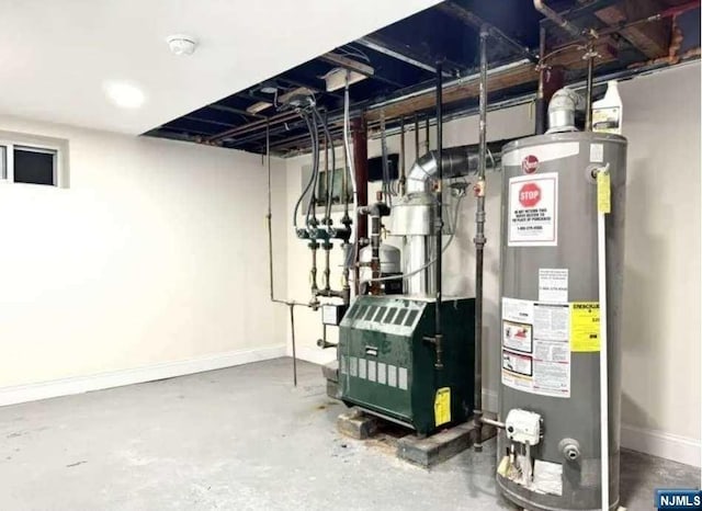 utility room with gas water heater