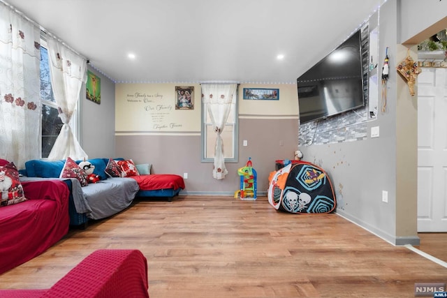 recreation room featuring hardwood / wood-style floors