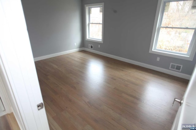 unfurnished room with dark wood-type flooring and a wealth of natural light