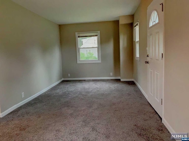 view of carpeted foyer entrance