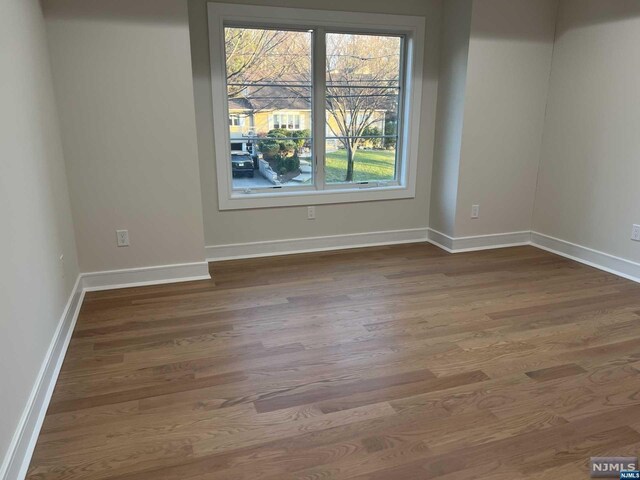 spare room featuring wood-type flooring