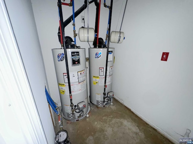 utility room with gas water heater