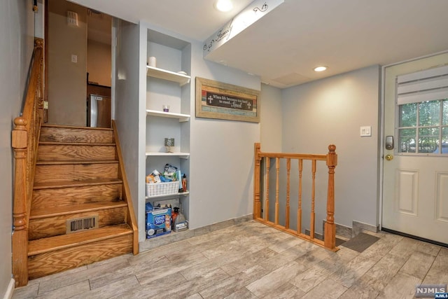 interior space with light hardwood / wood-style floors