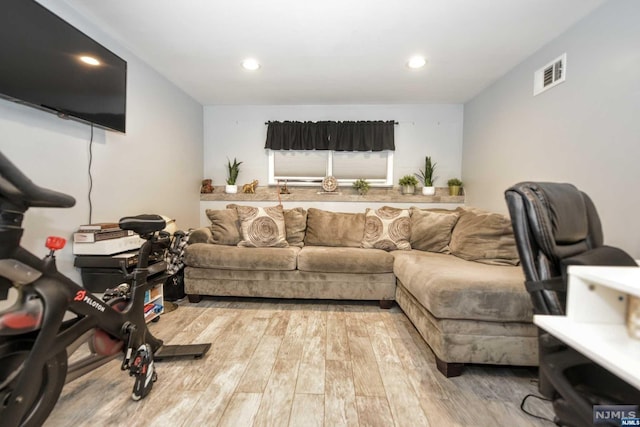 living room with hardwood / wood-style flooring