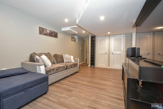 living room featuring light wood-type flooring