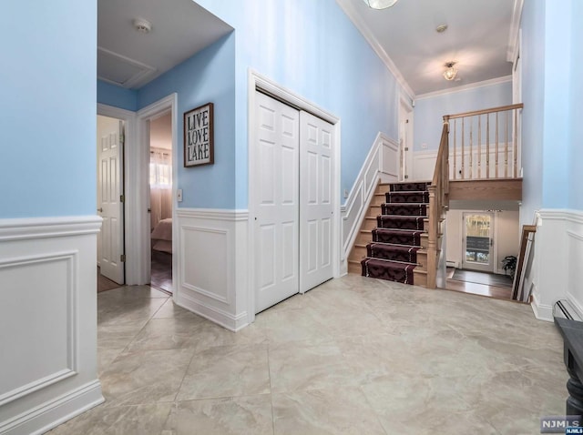 interior space featuring crown molding