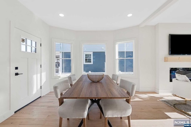 dining room with light hardwood / wood-style flooring